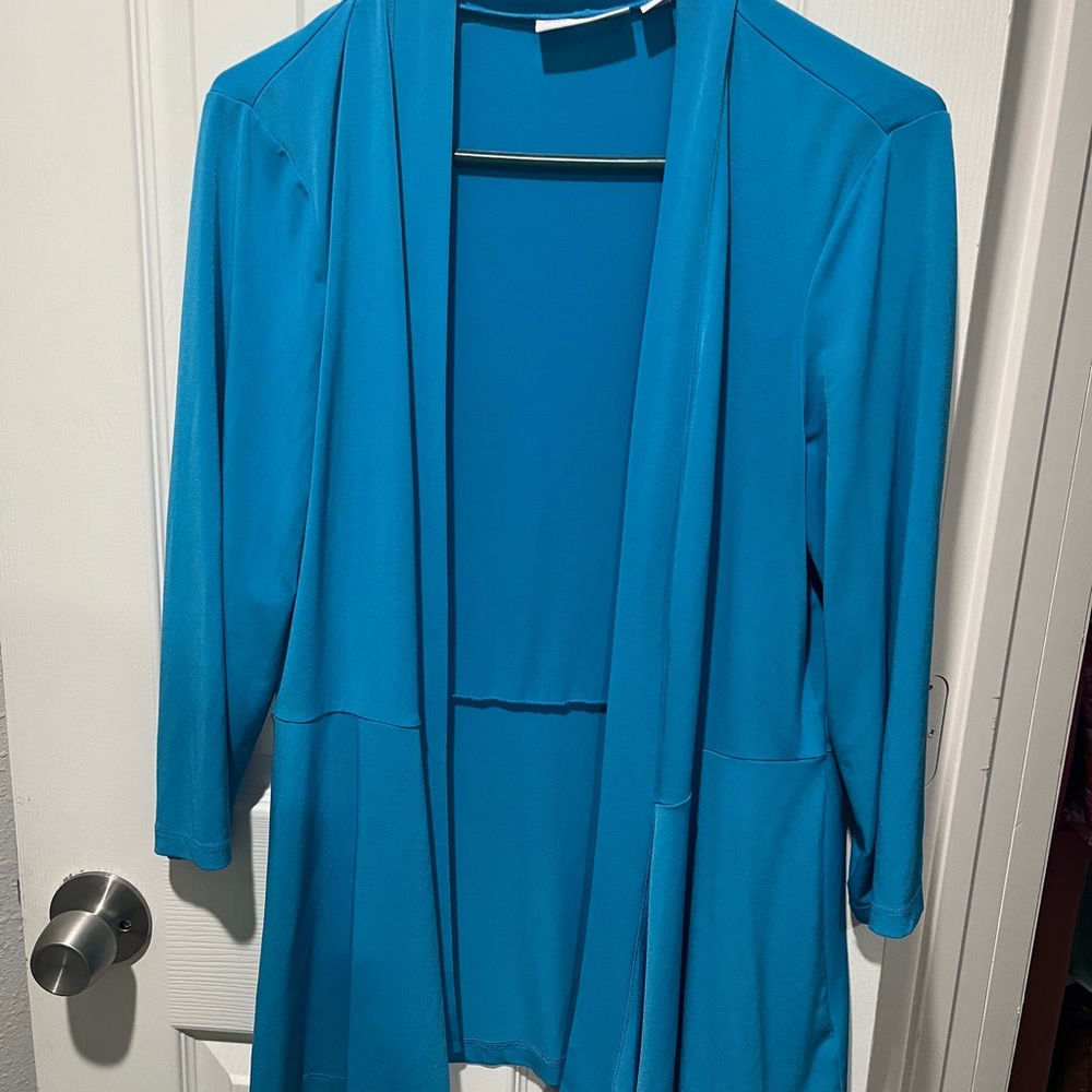 Vibrant Blue Open Front Cardigan liquid knit